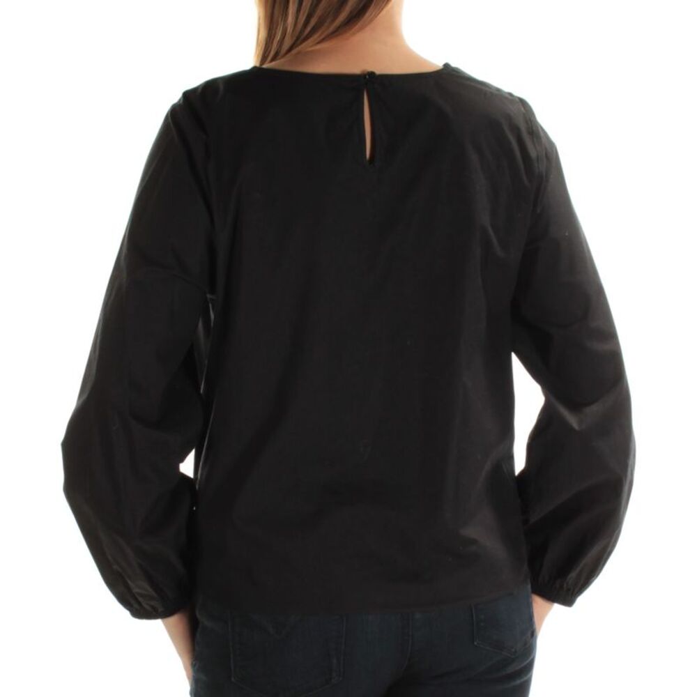 INC Womens Black Embellished Floral Long Sleeve Scoop Neck Tunic Top L - Picture 4 of 4